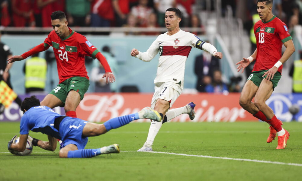 Cristina Ronaldo durante Marocco-Portogallo (© ANSA)