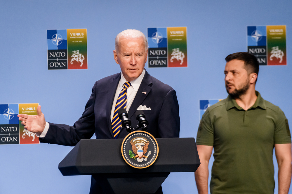 Il presidente Joe Biden, con il suo omologo ucraino, Zelensky