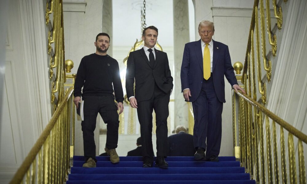 Parigi, il presidente Macron incontra il presidente eletto degli Stati Uniti Donald Trump ed il presidente ucraino Zelenskiy