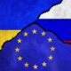Bandiere Ucraina, UE e Russa