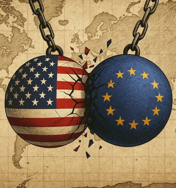Bandiera degli Stati Uniti e dell'Unione Europea