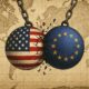 Bandiera degli Stati Uniti e dell'Unione Europea