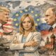 Illustrazione di Giorgia Meloni tra Donald Trump e Vladimir Putin, simbolo della posizione dell’Italia tra alleanza atlantica e tensioni geopolitiche