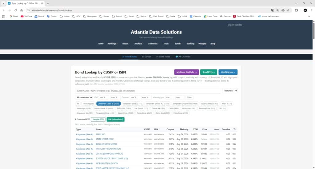 Screenshot del sito di Atlantis Data Solutions