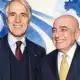 Ritratto illustrato di Giovanni Malagò e Adriano Galliani affiancati su uno sfondo istituzionale astratto e luminoso.