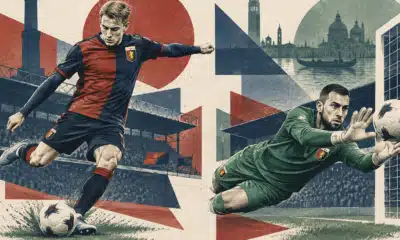 Composizione illustrata con Ellertsson al tiro e Bijlow in parata
