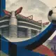 Un pallone lungo una freccia ascendente tra campiture nerazzurre e viola, con la sagoma di San Siro sullo sfondo.