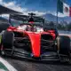 Illustrazione di una monoposto rossa di Formula 1 sulla pista, a richiamo del miglior tempo di Charles Leclerc nelle prime prove libere in Messico.