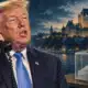 Ritratto editoriale di Donald Trump accanto a un’urna elettorale stilizzata.